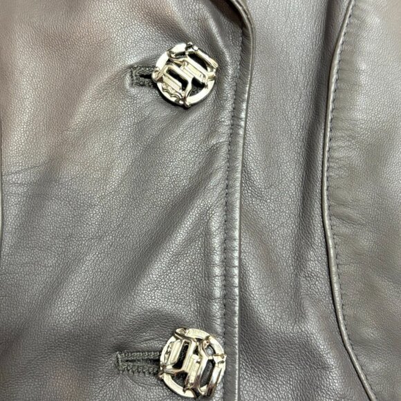 CRAZY COOL, SUPER RARE, NEW GIANNI VERSACE GRAY LEATHER PANT / JACKET SET 46 - Picture 9 of 16